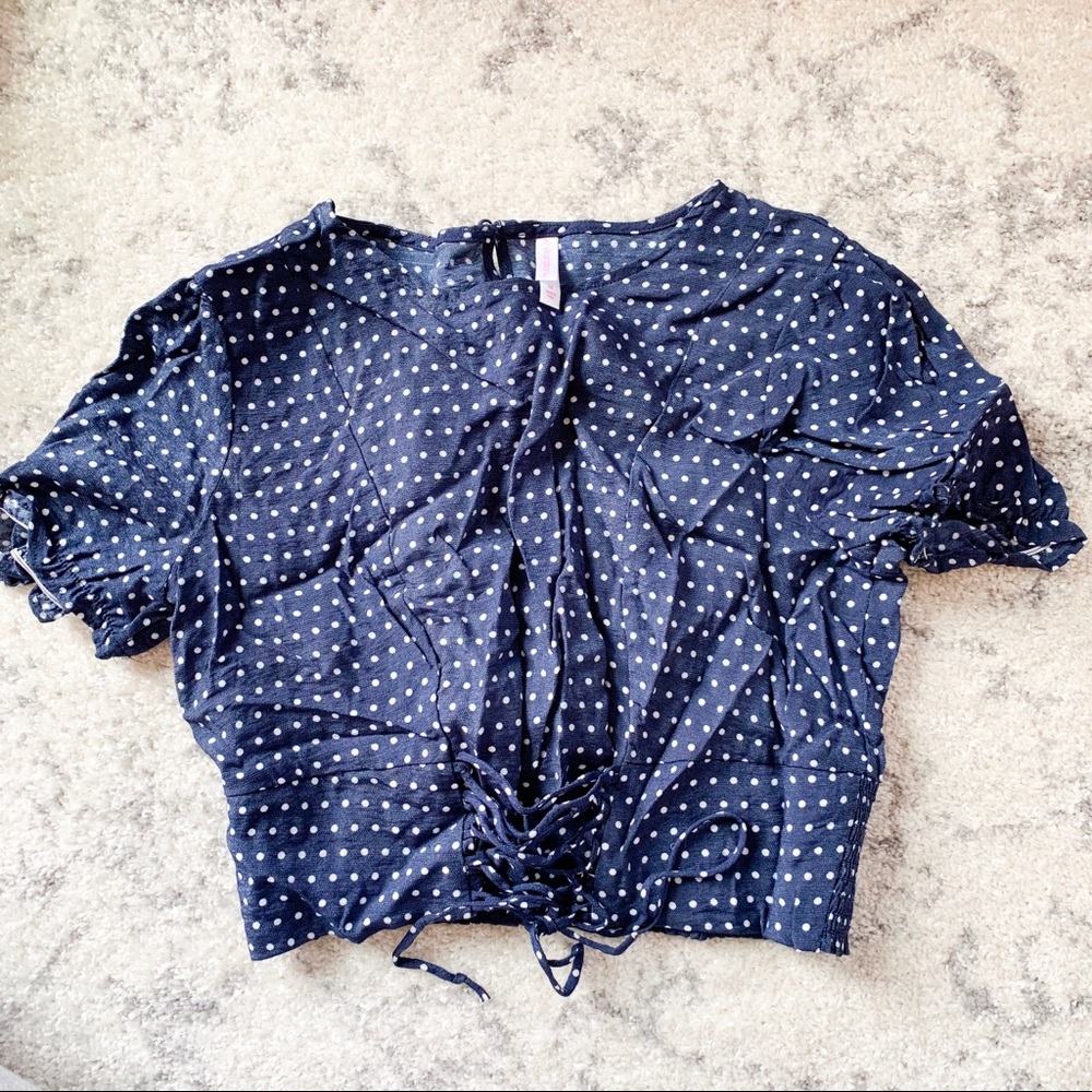 Blue polka crop top